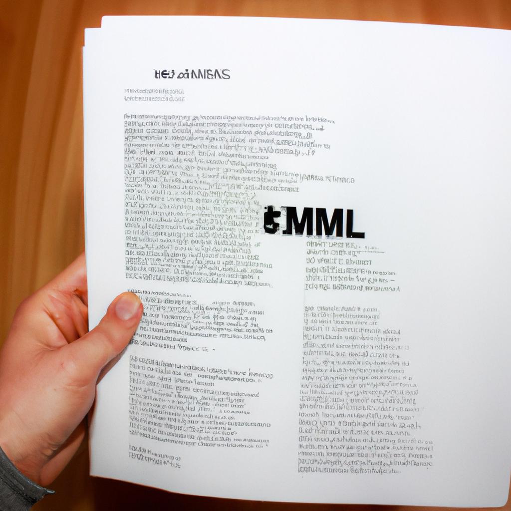Person holding a XML document
