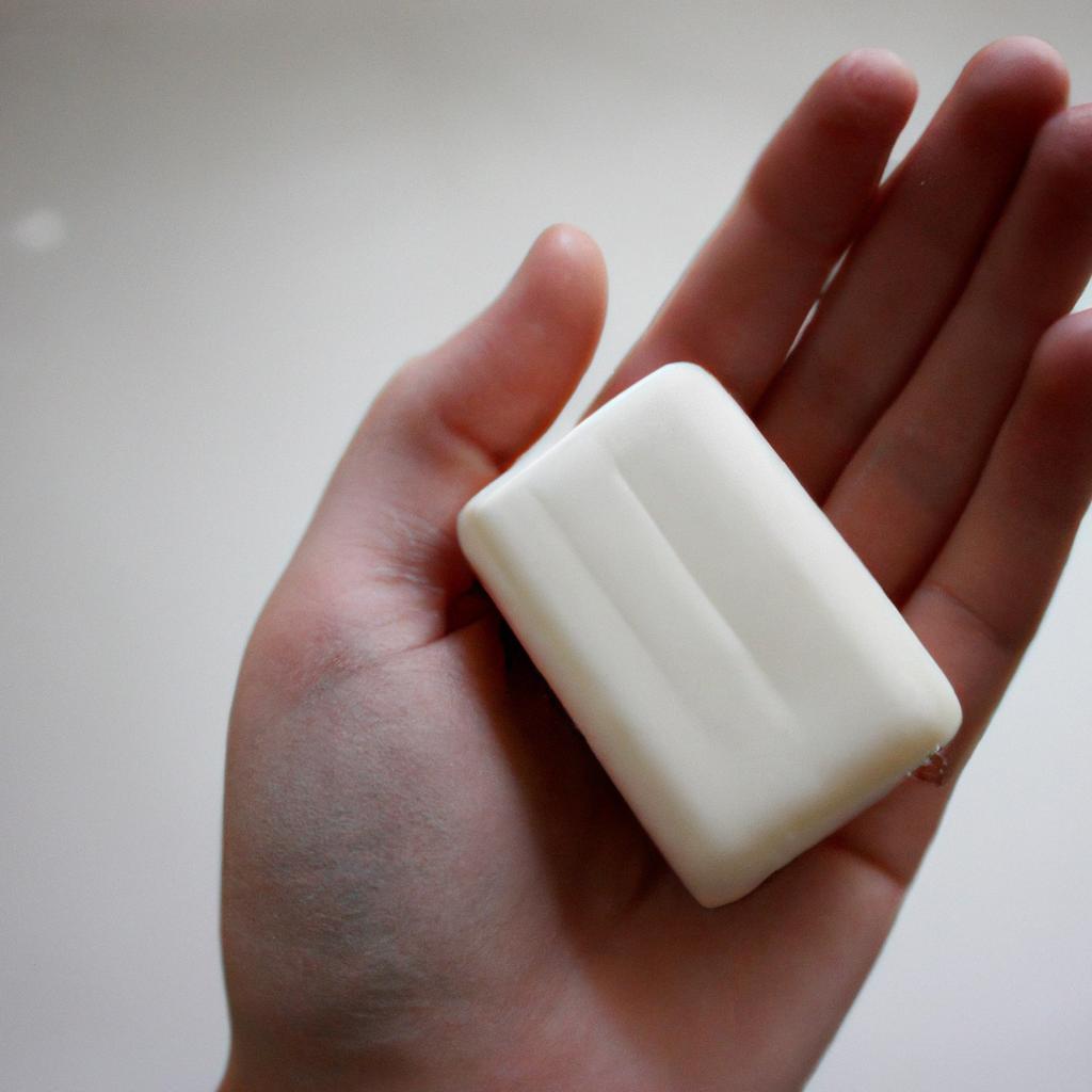 Person holding a bar of soap